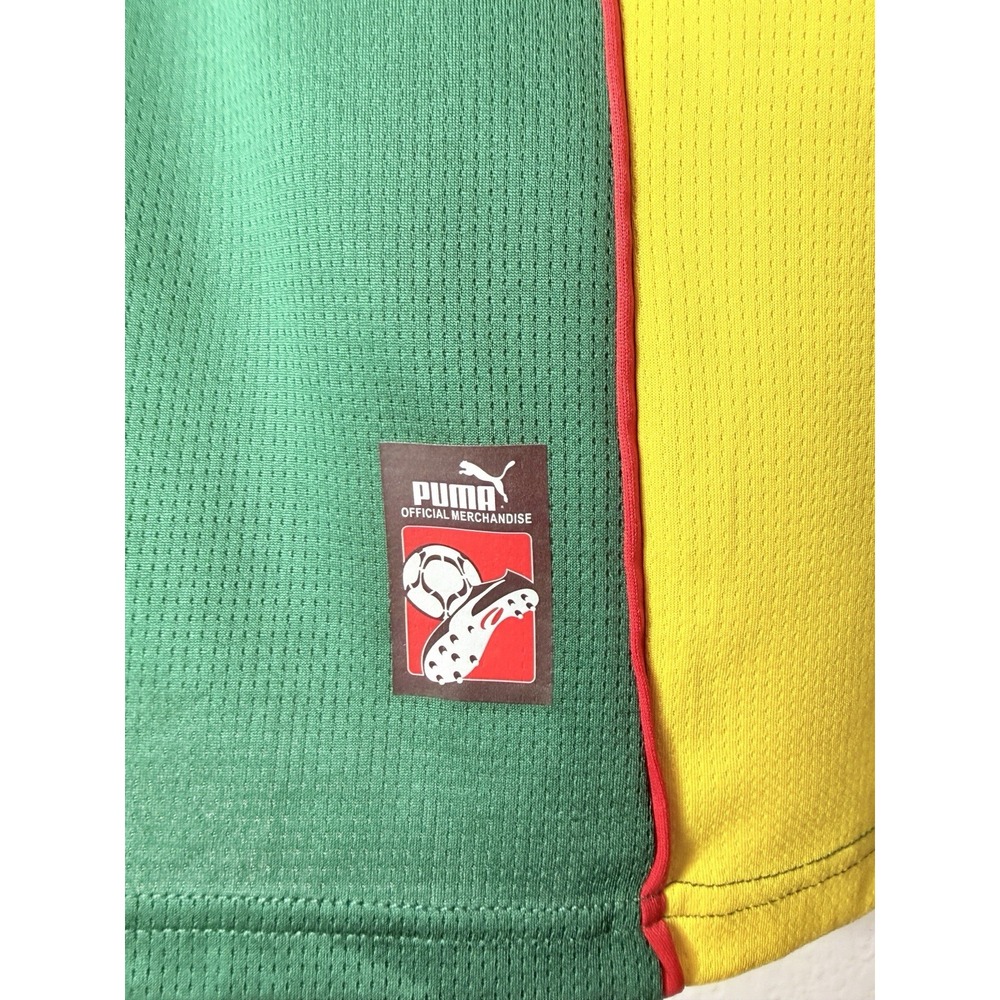 Puma Cameroon 1998-99 Era Retro World Cup Home Soccer Jersey Men L Green Yellow - Picture 4 of 10